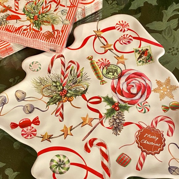 Michel Design Works “Peppermint” Melamine Serveware Christmas Tree Plate🎄NWT🎄 - Picture 2 of 7